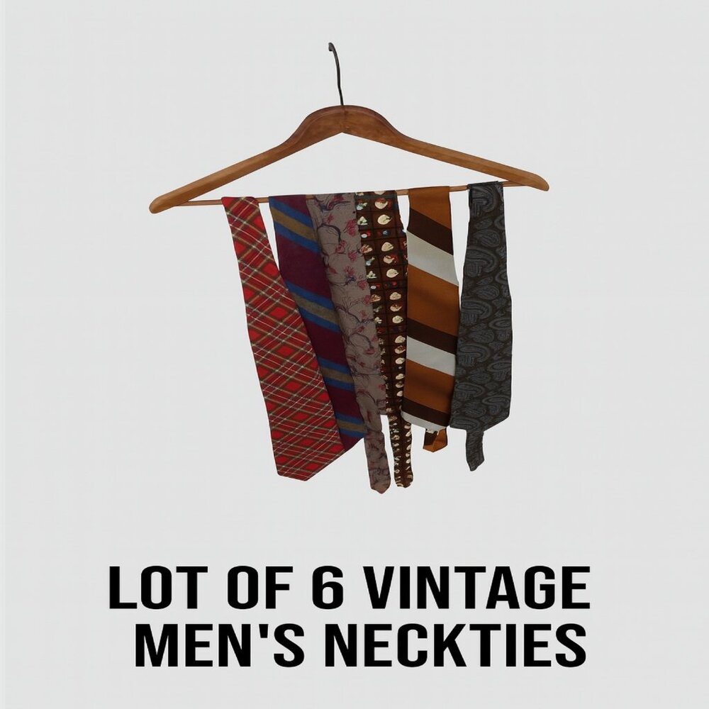 Lot of 6 Vintage Men's Neckties – Mixed Styles